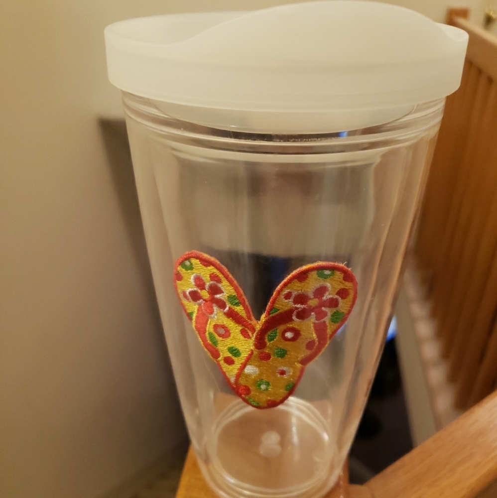 EUC Tervis Flip Flops Clear Tumbler with White Lid